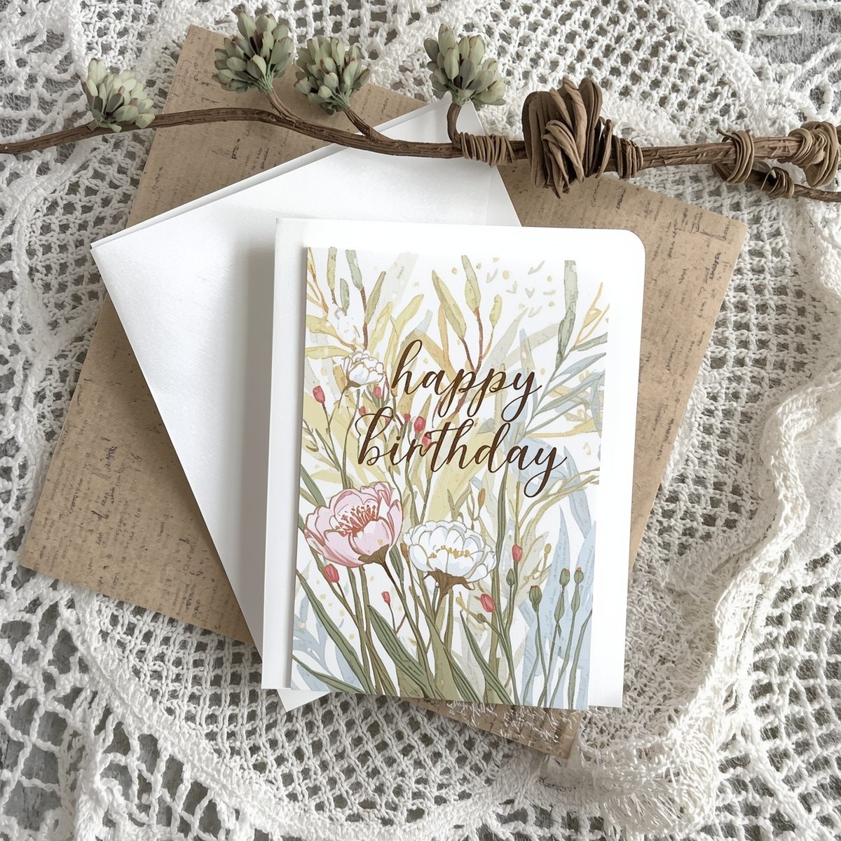 Tarjeta ilustrada con flores